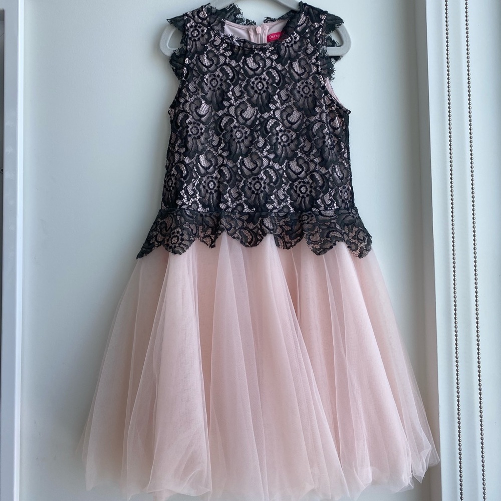 Derhy Kids black lace pink dress